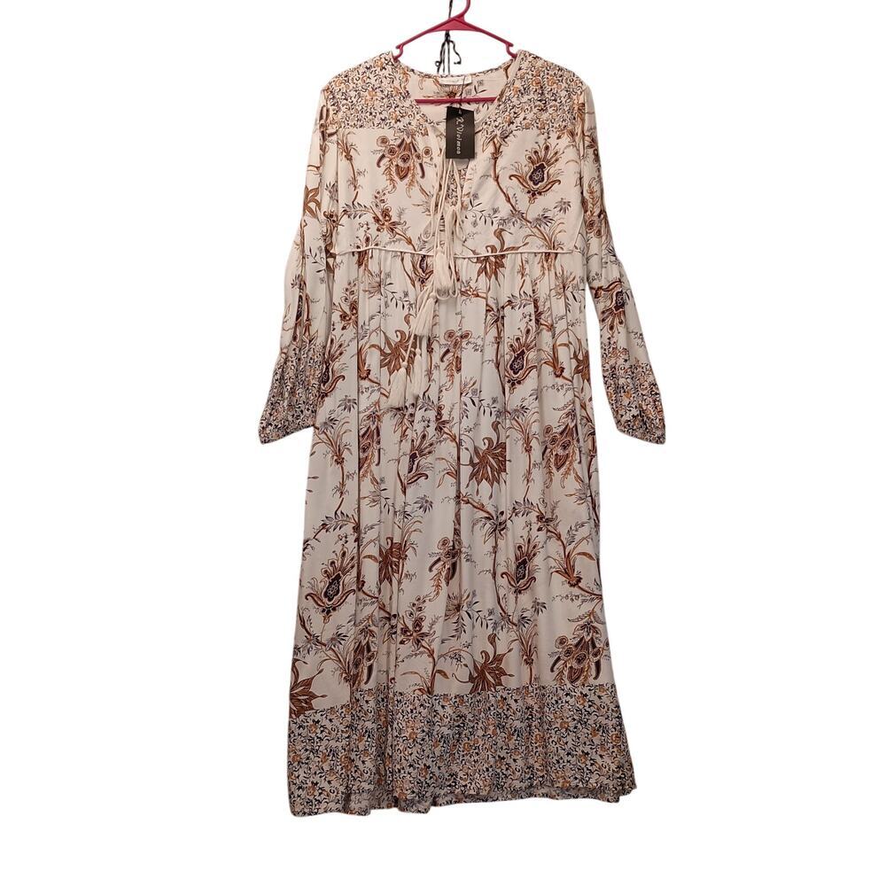 R. Vivimos Floral Dress Fit & Flair Pull Over Midi NWT Size 8/10 Med